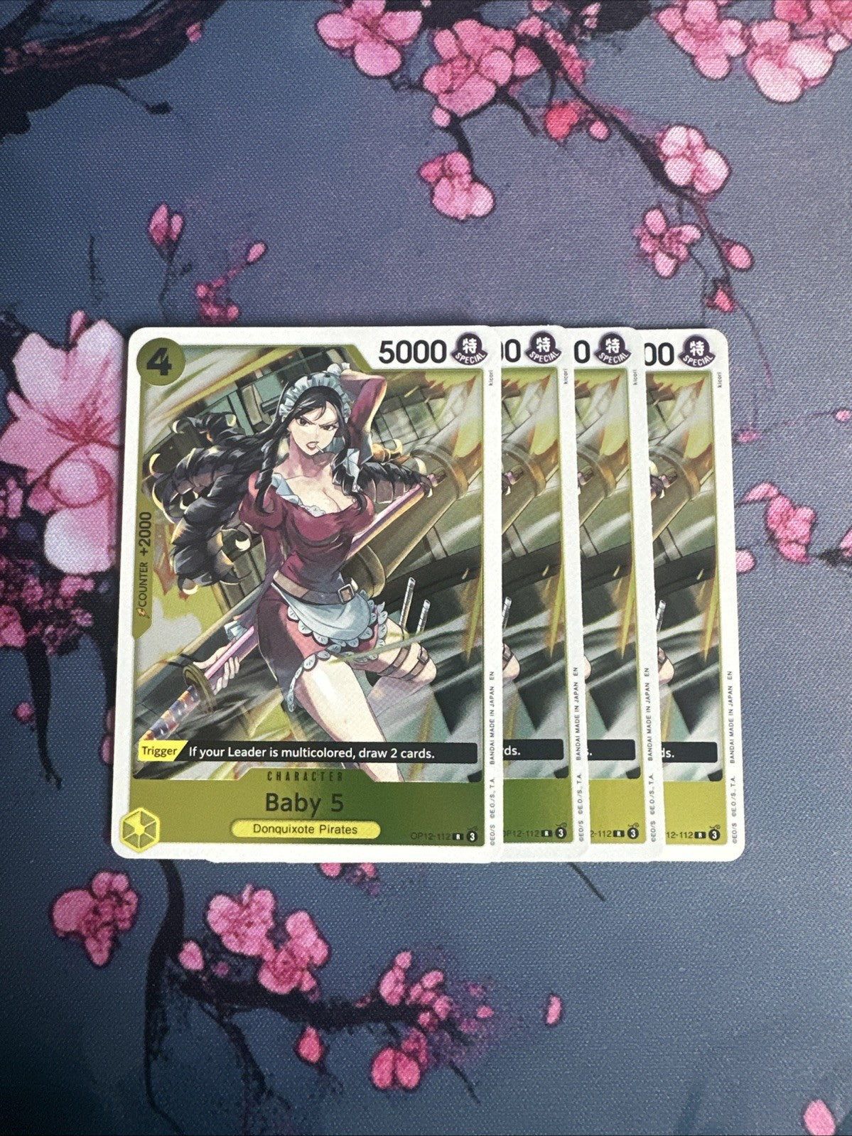 4x OP12-112 Baby 5 R PLAYSET One Piece Card Game Legacy of the Master Eng