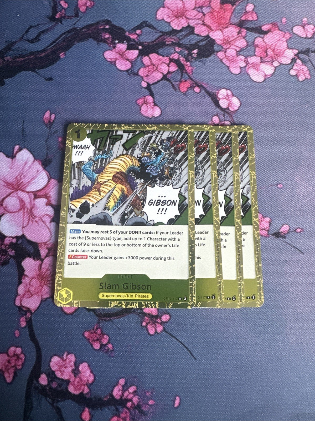 4x Slam Gibson OP12-117  Legacy of the Master ONE PIECE Card PLAYSET English